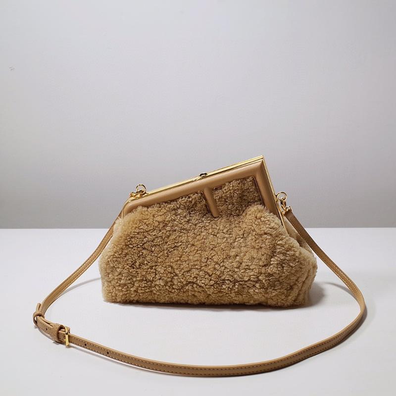 Fendi Clutches Shoulder Bag 8BP129 Wool Apricot